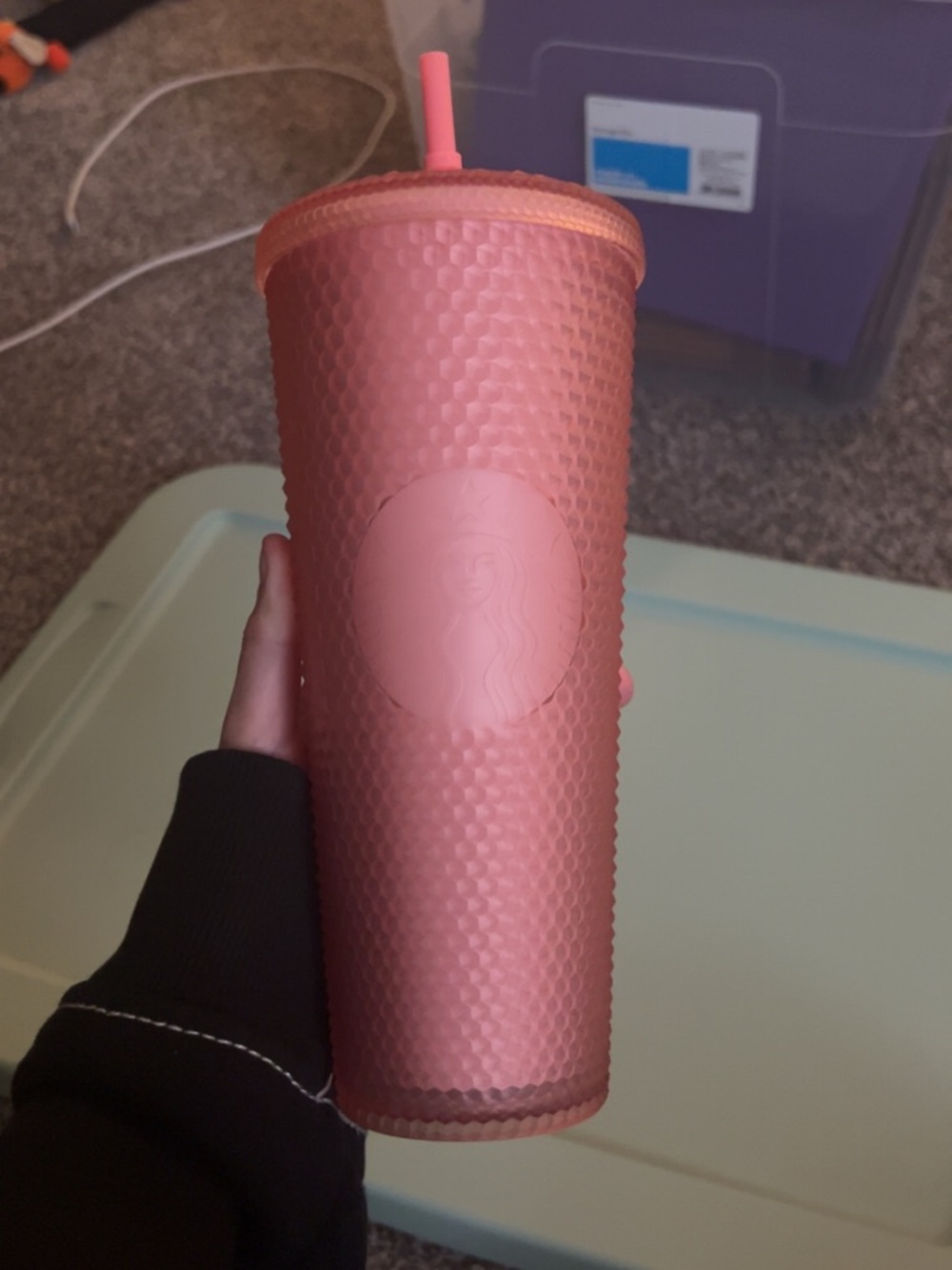 Starbucks Matte Pink Studded Cold Cup with Matching Straw